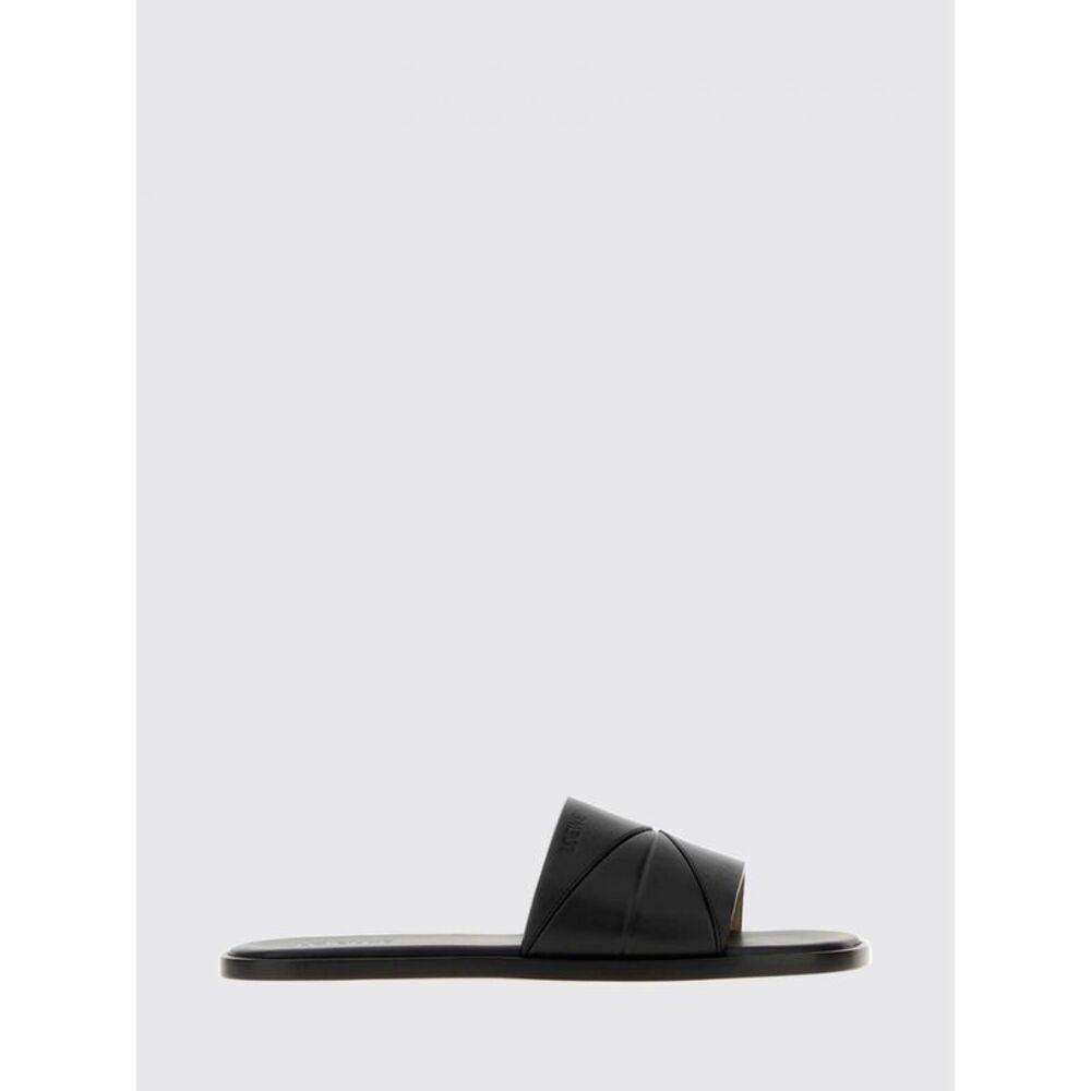 Loewe Men Loewe Origami Smooth Leather Slide Sandals With Embossed Logo